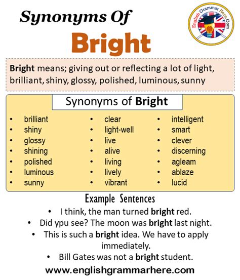 <b>Synonyms</b> for BRILLIANT: dazzling, luminous, shining, glowing, bright, shiny, splendid, radiant; Antonyms of BRILLIANT: dull, lackluster, dim, dark, obscure, gloomy. . Brightly synonym